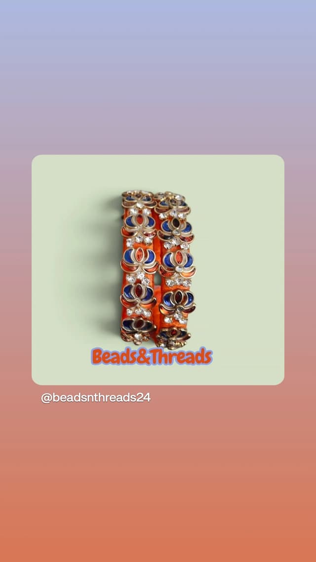 Beads & Threads Ethnic Bangle Set - Red & Blue Traditional Jewelry