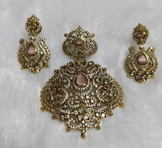 1 Gram Gold Locket with Matching Earrings Set