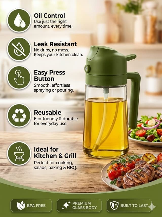Smart Oil Dispenser Bottle | Easy Pour Kitchen Oil Container | Leak Resistant De